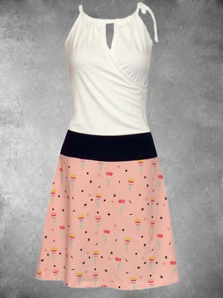 

Abito Vintage Stampato Girocollo Senza Maniche, Rosa, Dresses