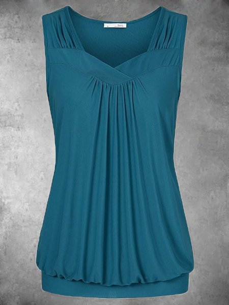 

Vintage Solid Sleeveless Shirts & Tops, Blue, Tanks & Camis