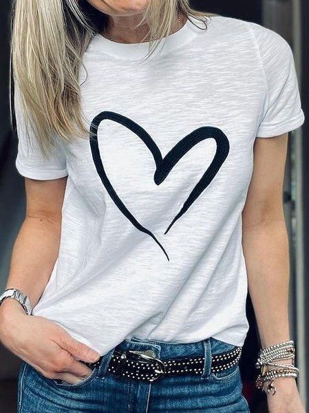 

Cotton-Blend Abstract Short Sleeve T-shirt, White, Tees & T-shirts