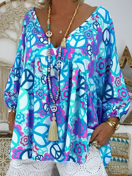 

Women's Cotton Floral Print Top, Blue, Tops