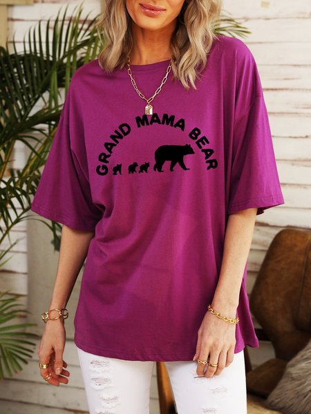 

Grand Mama Bear Grandma Bear with 3 Three Cubs Graphic Tee, Wine red, T-shirts