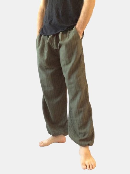

Regular Fit Casual Linen Pants for Men, Army green, Bottoms