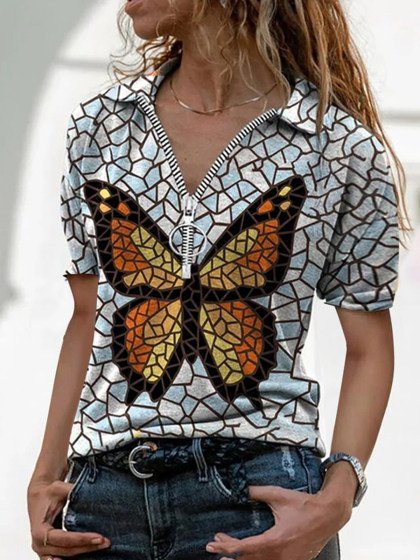 

V Neck Short Sleeve Tops, As picture, T-Shirts
