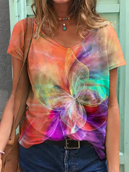 

Sandy Beach People Print Casual T-Shirts & Tops, Multicolor, T-Shirts