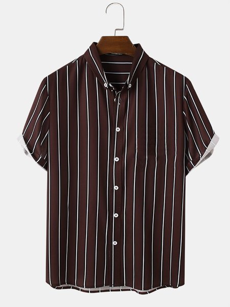 

Men's Shirt Collar Basic Printed Shirts, Wine red, Men's Clothing
