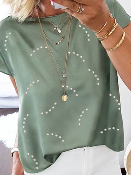 

Crew Neck Casual Shirts & Tops, Green, Tops