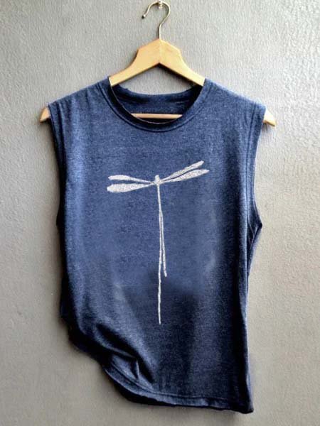 

Casuale Gilet Senza Maniche Misto Cotone, Blu marino, Tops