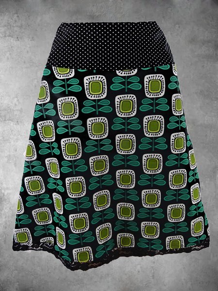 

Casuale Stampato Mini Gonna, Nero, Mini Dresses