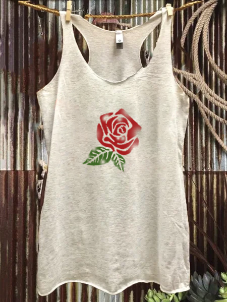 

Cold Shoulder Cotton Floral Vintage Shirts & Tops, Beige, Tank Top