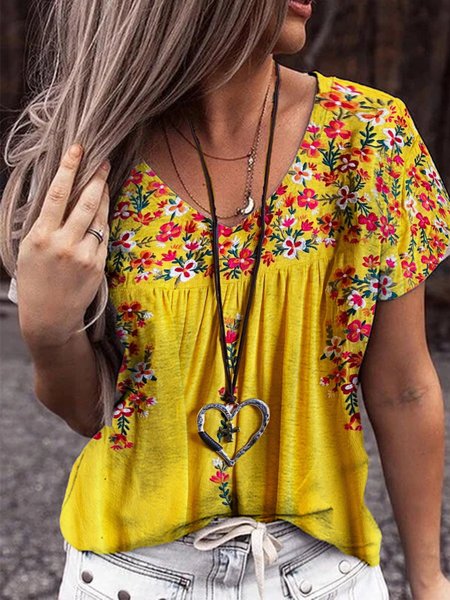 

Short Sleeve Shift T-shirt, Yellow, T-Shirts