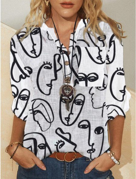 

Short Sleeve Abstract T-shirt, White, Blouses & Shirts