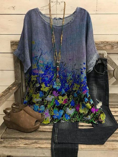 

Casual Short Sleeve Shirts & Tops, Gray, Printed T-shirts