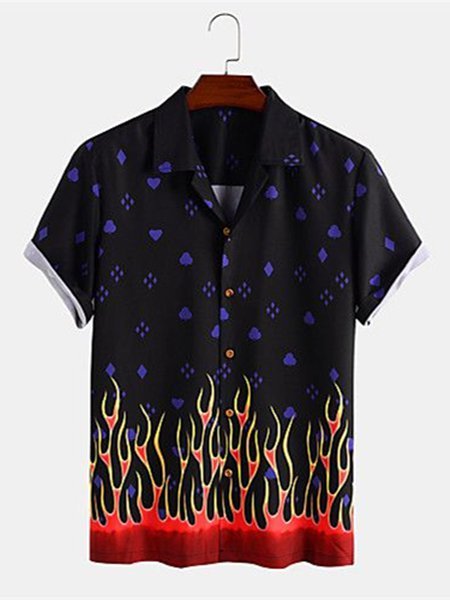 

Men's Shirt Other Prints Graphic Short Sleeve Shirt, Black, Men's shirts