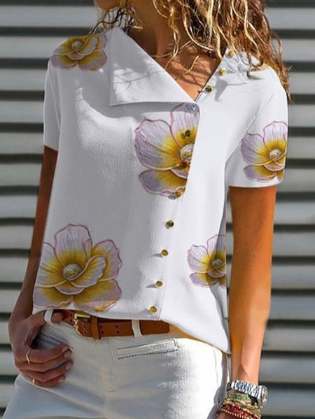 

Camicie & Top Maniche Corte Vacanza Floreale Cotone, Bianco, T-Shirts