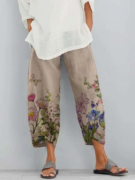 

Casuale Stampato Floreale Pantaloni, Cachi, Pants
