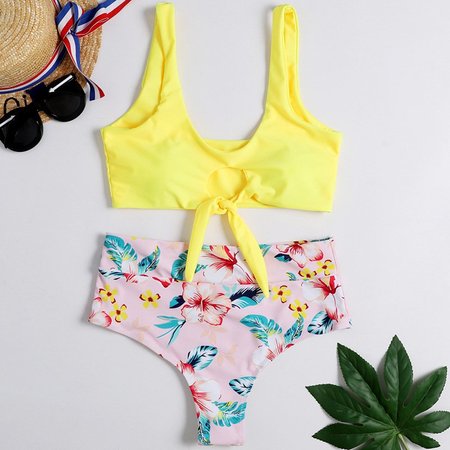 Print Bikini, Yellow, Bikinis