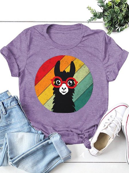 

Colorful Alpaca Women's T-Shirt, Purple, T-shirts