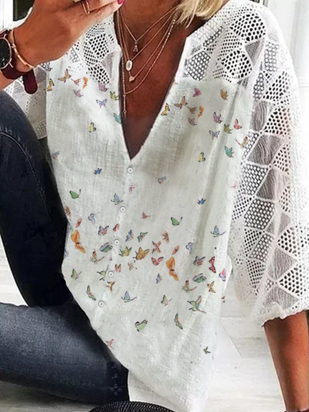 Animale 3/4 Manica Abbottonato Camicie & Top, Bianco, Blouses & Shirts
