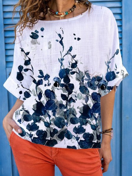 

Short Sleeve Floral Shift Top, As picture, Blouses & Shirts