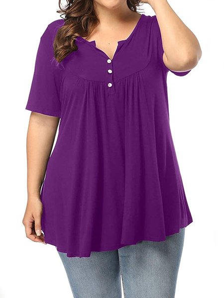 

Casual Short Sleeve Tops, Purple, Shirts & Blouses