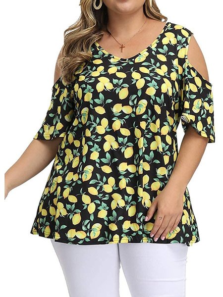 

Lemon Casual Cotton Tops, Black, Tops