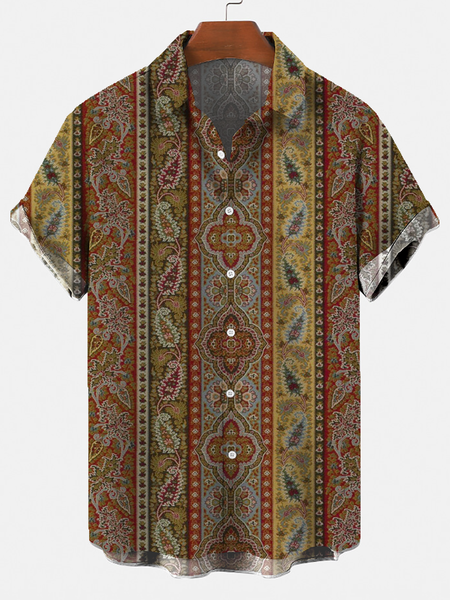 

Vintage Cotton-Blend Printed Shirts & Tops, Red, Men's Floral shirt
