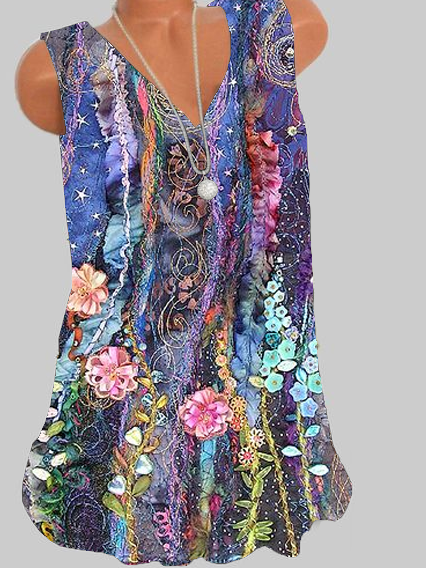 

Sweet Cotton V Neck Shift Shirts & Tops, Multicolor, Tank Top
