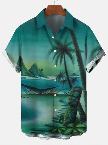 

Casual Cotton-Blend Shirts & Tops, Green, Men's shirts