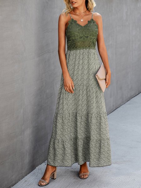 

V Neck Maxi Dresses A-Line Holiday Party Dress, Green, Maxi Dresses
