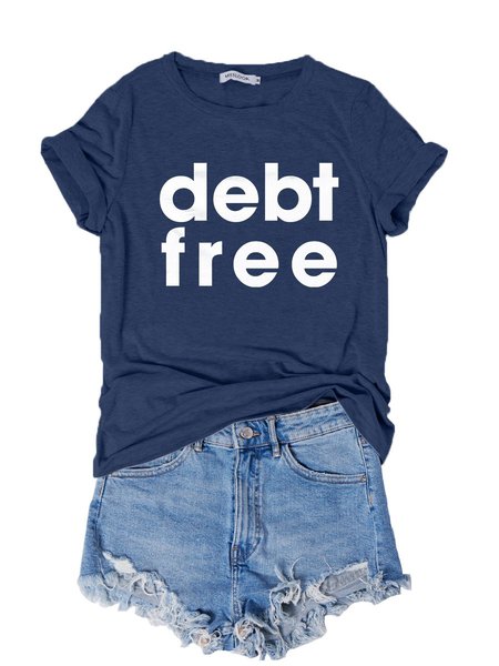 

Debt Free Letter Graphic Tee, Dark blue, T-shirts
