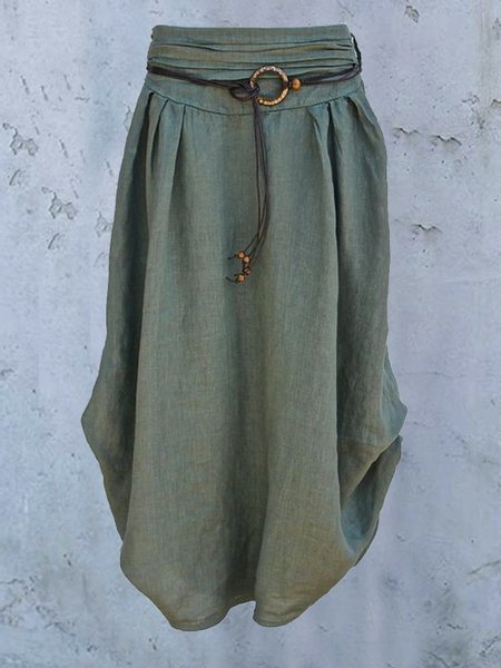 

Increspato Vintage Mini Gonna Cotone, Lightgreen, Skirts