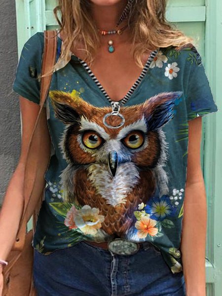 

Casuale Stampato Camicie & Top, Blu, Blouses & Shirts