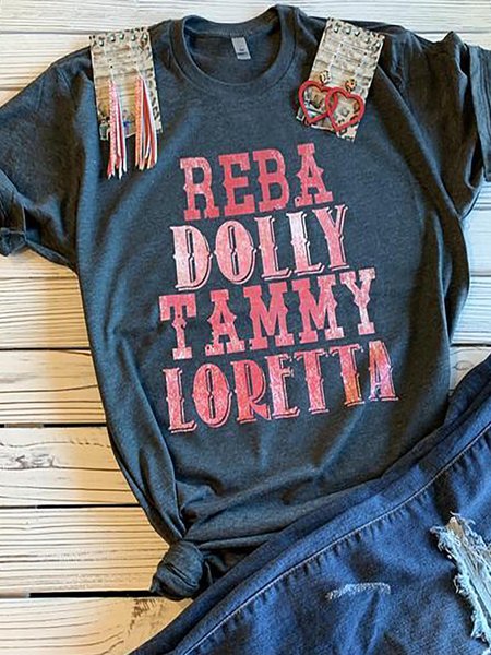 

Crew Neck Fashion Letter Short Sleeve T-shirt, Gray, T-Shirts