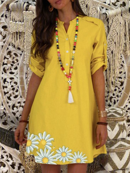 

Abito Casuale Semplice, Giallo, Midi Dresses