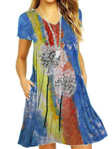 

Abito Casuale a maglia Girocollo A-line, Blu, Dresses