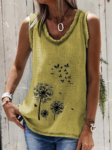 

Floral Printed Scoop Neckline Shirts & Tops, Yellow, Tanks & Camis