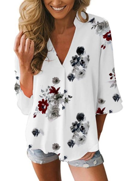 

Casual Bell Sleeve Tops, White, Blouses & Shirts