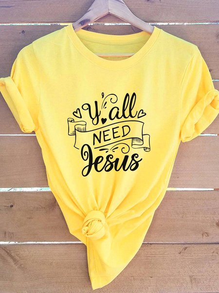 

You All Need Jesus Easter Alphabet Graphic Tee, Yellow, T-shirts