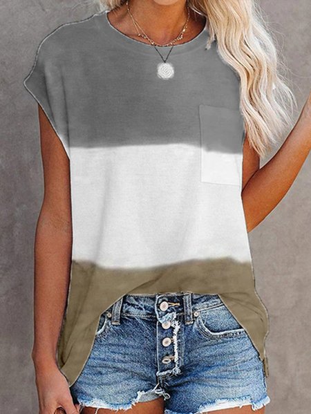 

Colore-block Dritto Senza Maniche Camicie & Top, Come immagine, Tops