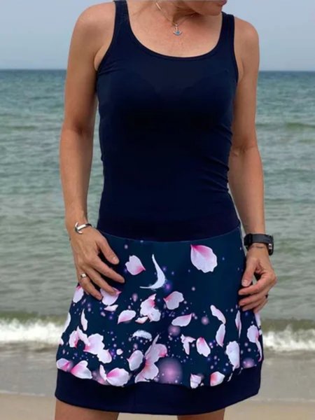 

Abito Casuale Senza Maniche Girocollo Stampato, Blu marino, Dresses