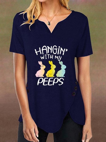 

V Neck Cotton T-shirt, Purplish blue, Tees & T-shirts