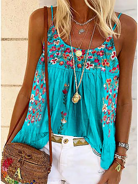 

Casuale Senza Maniche Camicie & Top, Blu, Blouses & Shirts