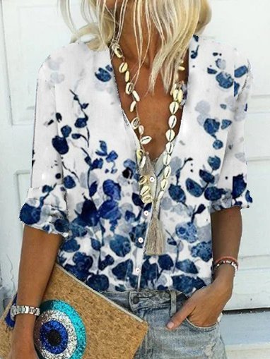 

Maniche Lunghe Scollo a V Camicie & Top, Bianco, Tops