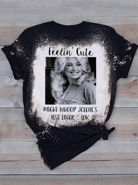 

Simple Printed T-shirt, As picture, T-Shirts