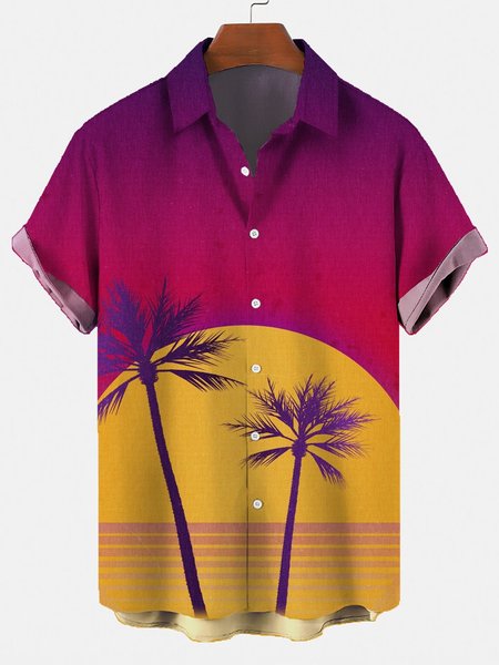 

Cotton-Blend Abstract Vintage Shirts, As picture, Men's shirts