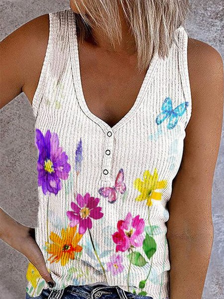 

Scollo a V Casuale Senza Maniche Camicie & Top, Bianco, Blouses & Shirts