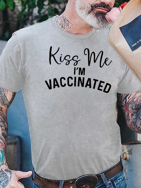 

Kiss Me I'm Vaccinated coronavirus, Softly kiss the floral air Men's T-shirt, Light gray, T-shirts