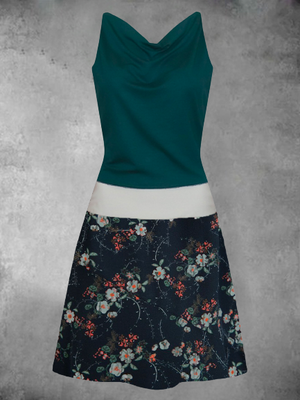 

V Neck Sleeveless Casual Cotton Dresses, Navy blue, Dresses