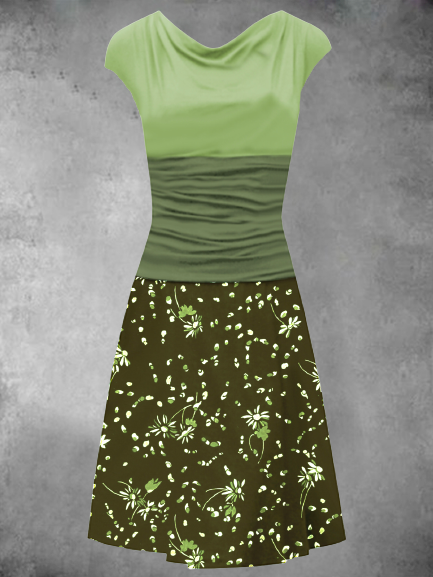 

Floral-Print Casual Short Sleeve Dresses, Green, Dresses