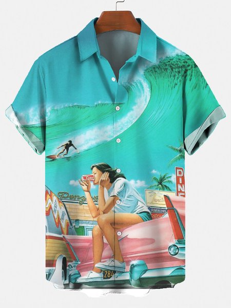 

Cotton-Blend Casual T-shirt, As picture, Men's shirts